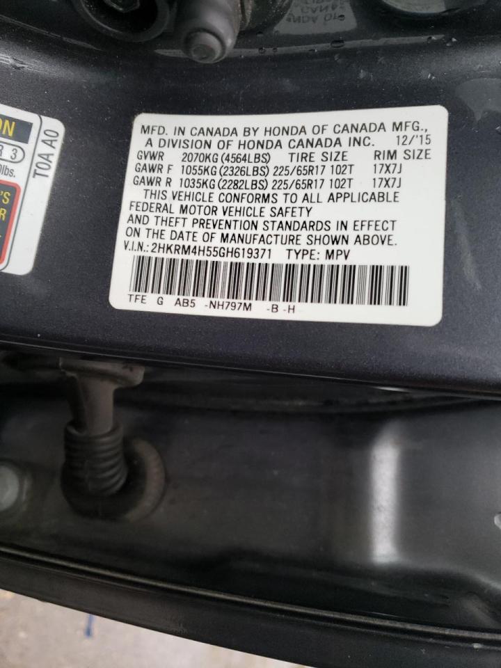 Photo 10 from auction – 2016 HONDA CR-V EX with VIN 2HKRM4H55GH619371