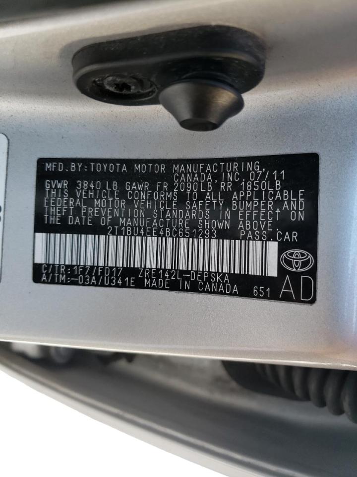 Photo 10 from auction – 2011 TOYOTA COROLLA with VIN 2T1BU4EE4BC651293