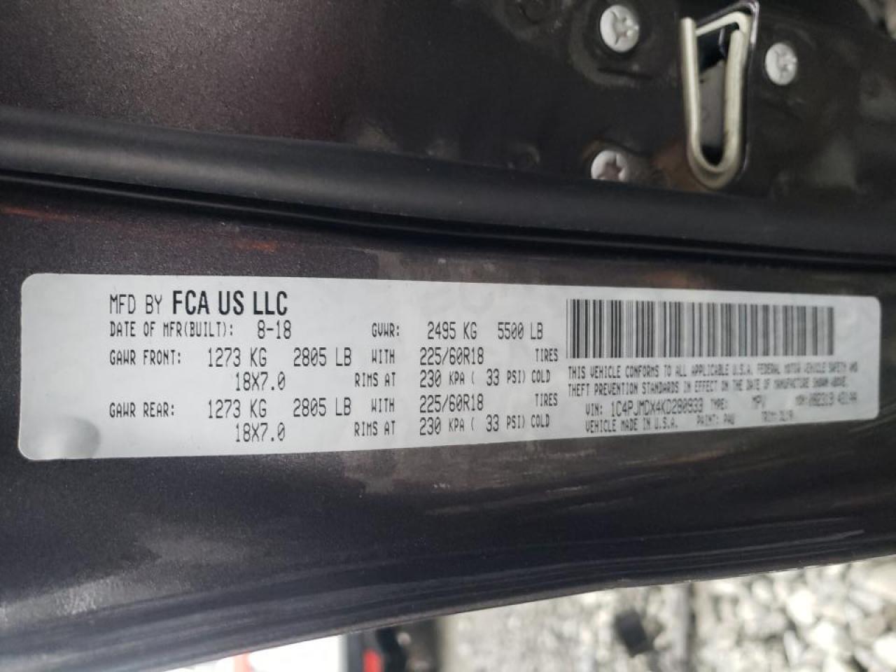 Photo 10 from auction – 2019 JEEP CHEROKEE L with VIN 1C4PJMDX4KD280933