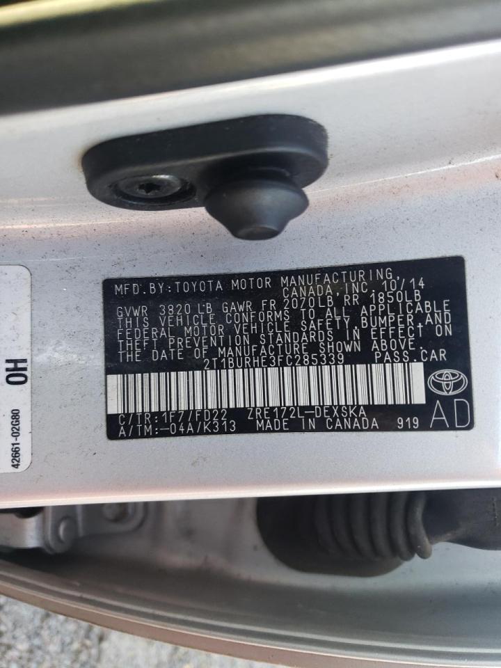 Photo 10 from auction – 2015 TOYOTA COROLLA L with VIN 2T1BURHE3FC285339
