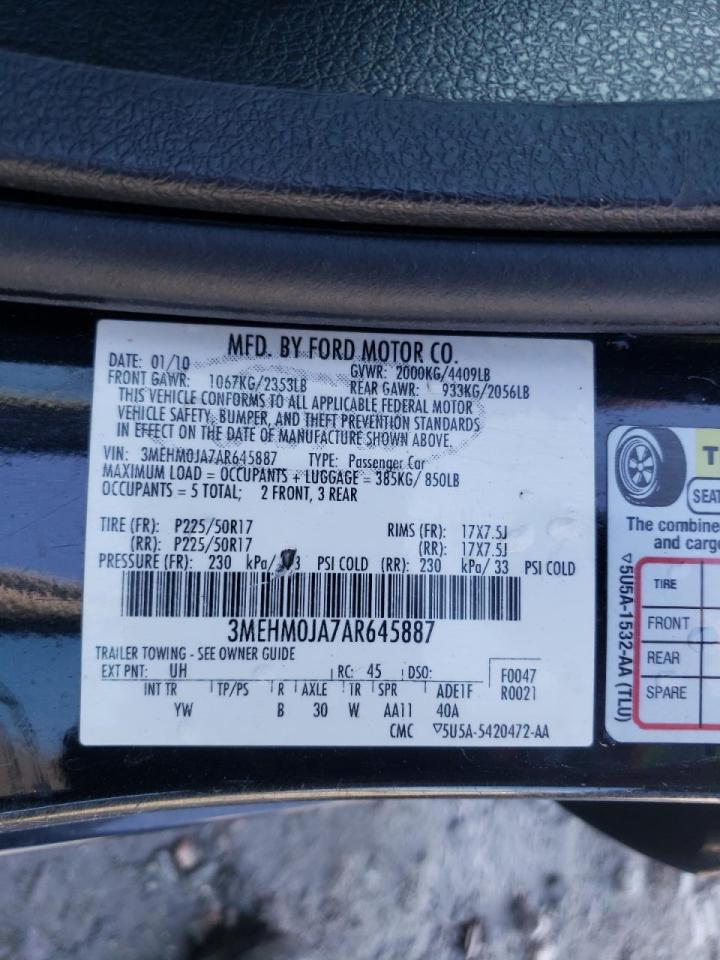 Photo 10 from auction – 2010 MERCURY MILAN PREM with VIN 3MEHM0JA7AR645887