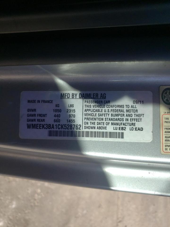 Photo 10 from auction – 2012 SMART FORTWO PAS with VIN WMEEK3BA1CK528762