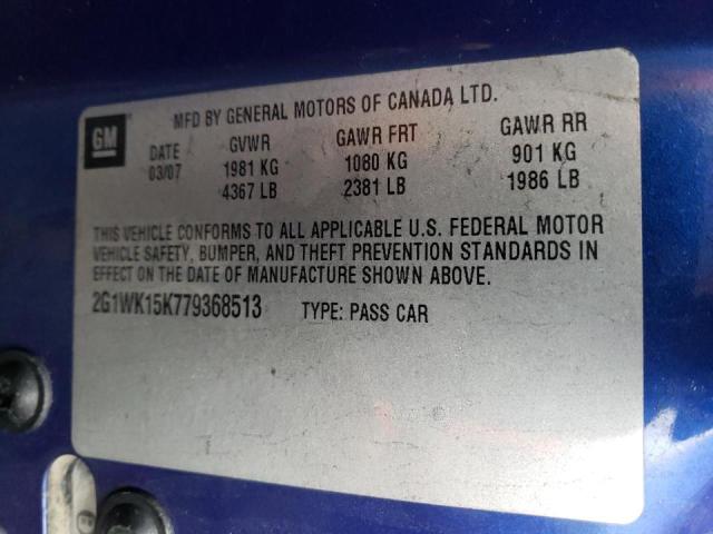 Photo 10 from auction – 2007 CHEVROLET MONTECARLO with VIN 2G1WK15K779368513