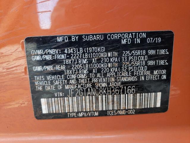 Photo 10 from auction – 2019 SUBARU CROSSTREK with VIN JF2GTANC8KH367166