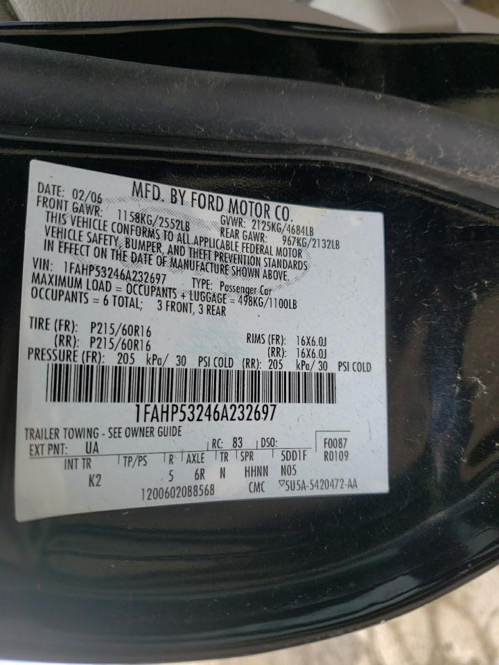 Photo 10 from auction – 2006 FORD TAURUS SE with VIN 1FAHP53246A232697