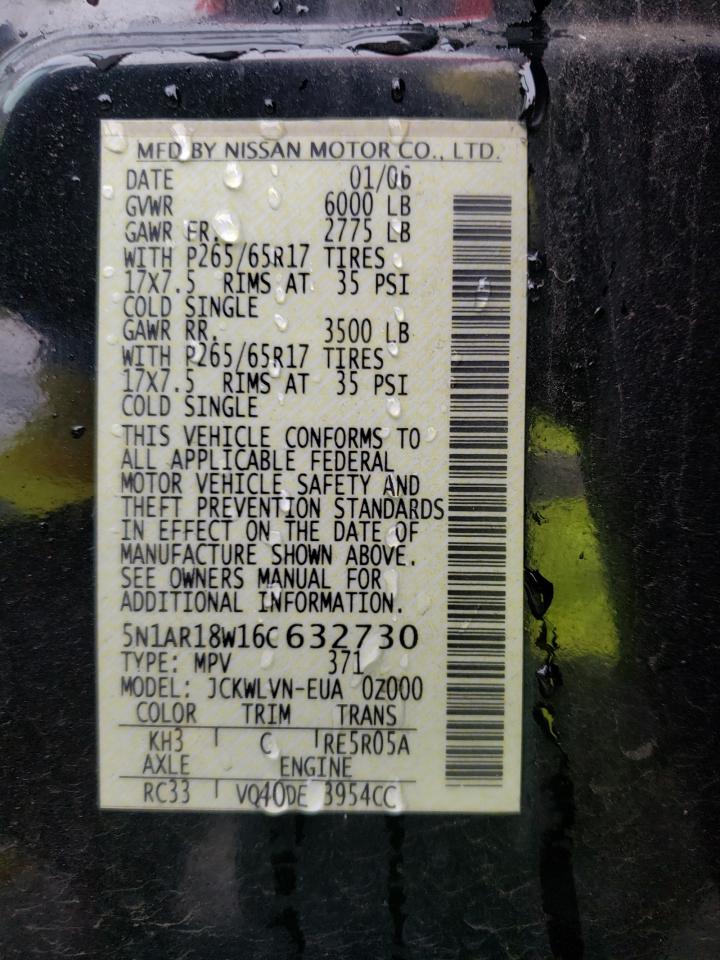 Photo 10 from auction – 2006 NISSAN PATHFINDER with VIN 5N1AR18W16C632730
