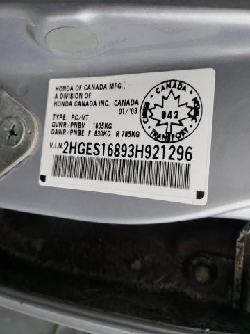 Photo 10 from auction – 2003 HONDA CIVIC LX with VIN 2HGES16893H921296