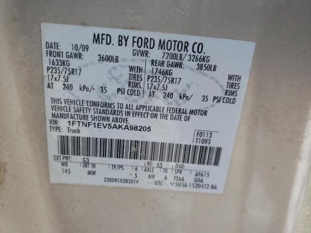 Photo 10 from auction – 2010 FORD F150 with VIN 1FTNF1EV5AKA98205