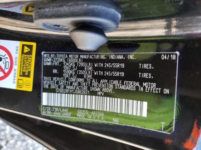 Photo 10 from auction – 2018 TOYOTA HIGHLANDER with VIN 5TDDZRFH1JS862831