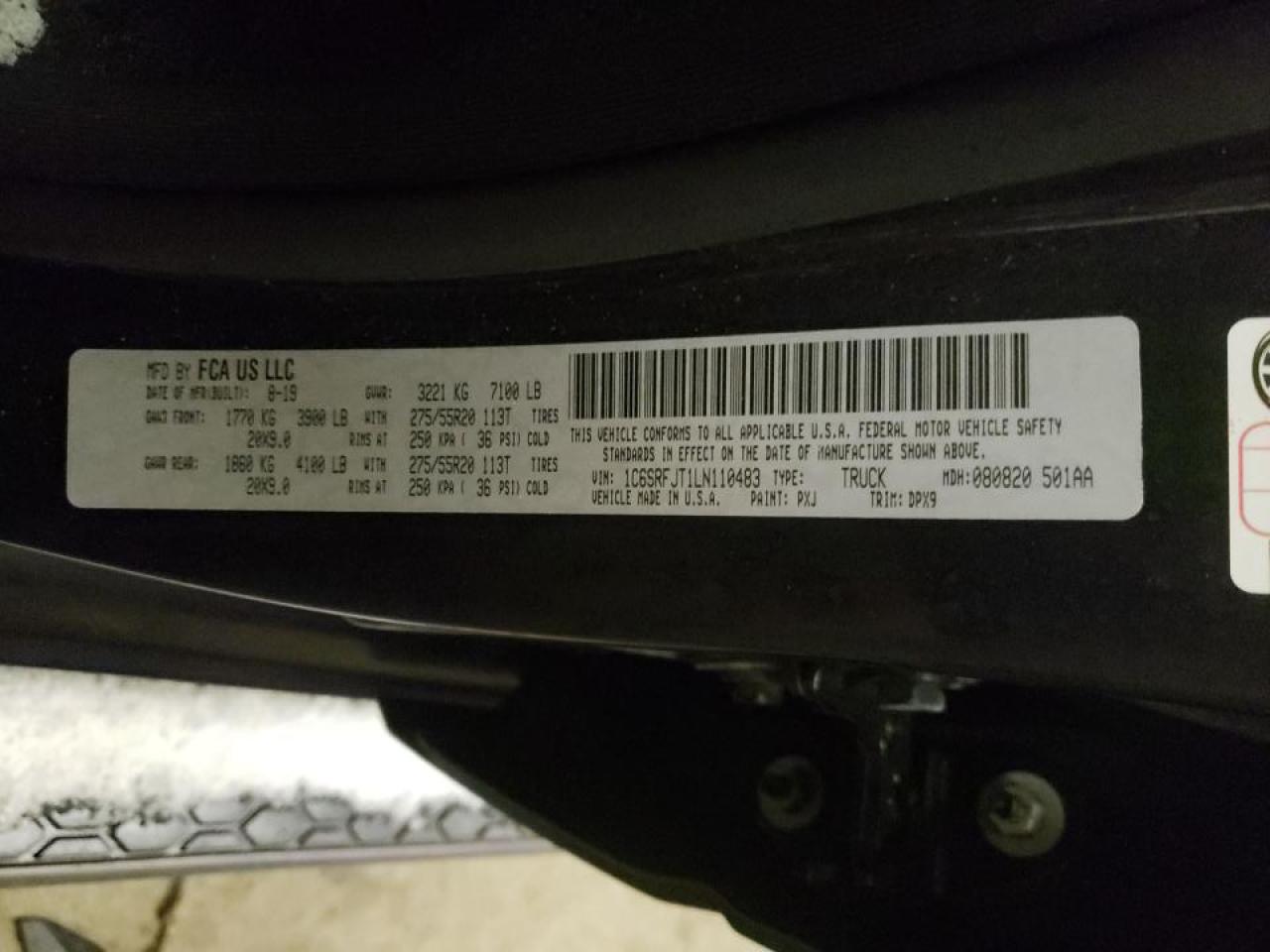 Photo 10 from auction – 2020 RAM 1500 LARAM with VIN 1C6SRFJT1LN110483