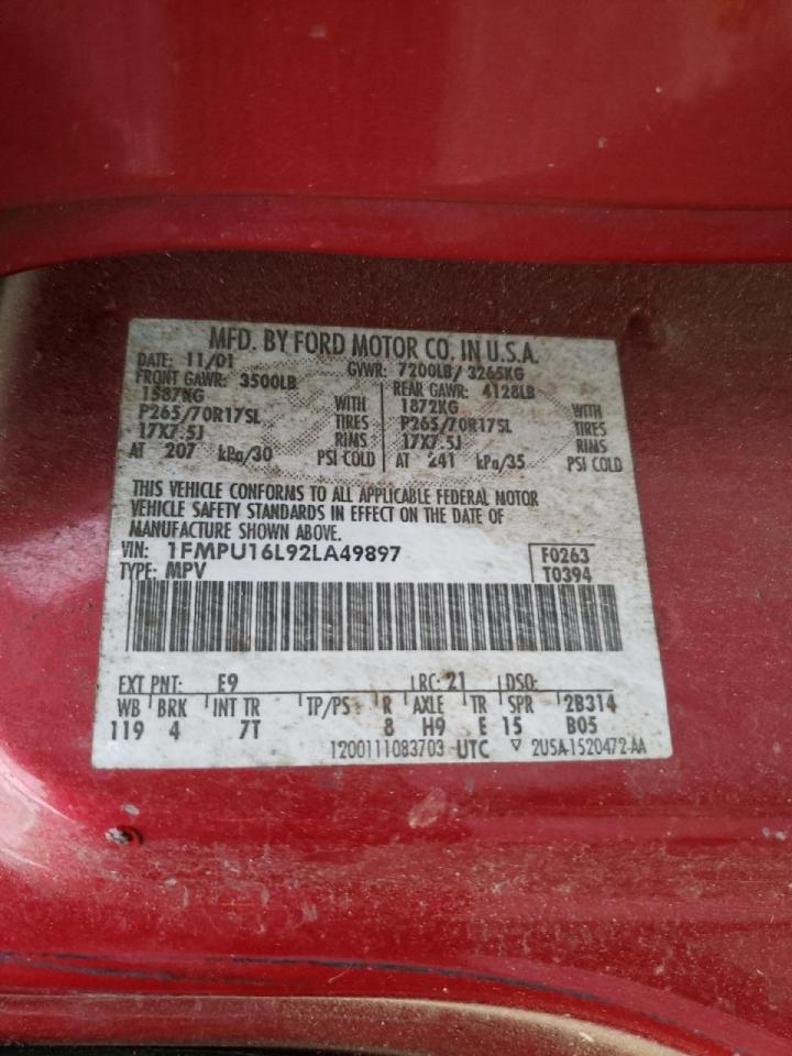 Photo 10 from auction – 2002 FORD EXPEDITION with VIN 1FMPU16L92LA49897