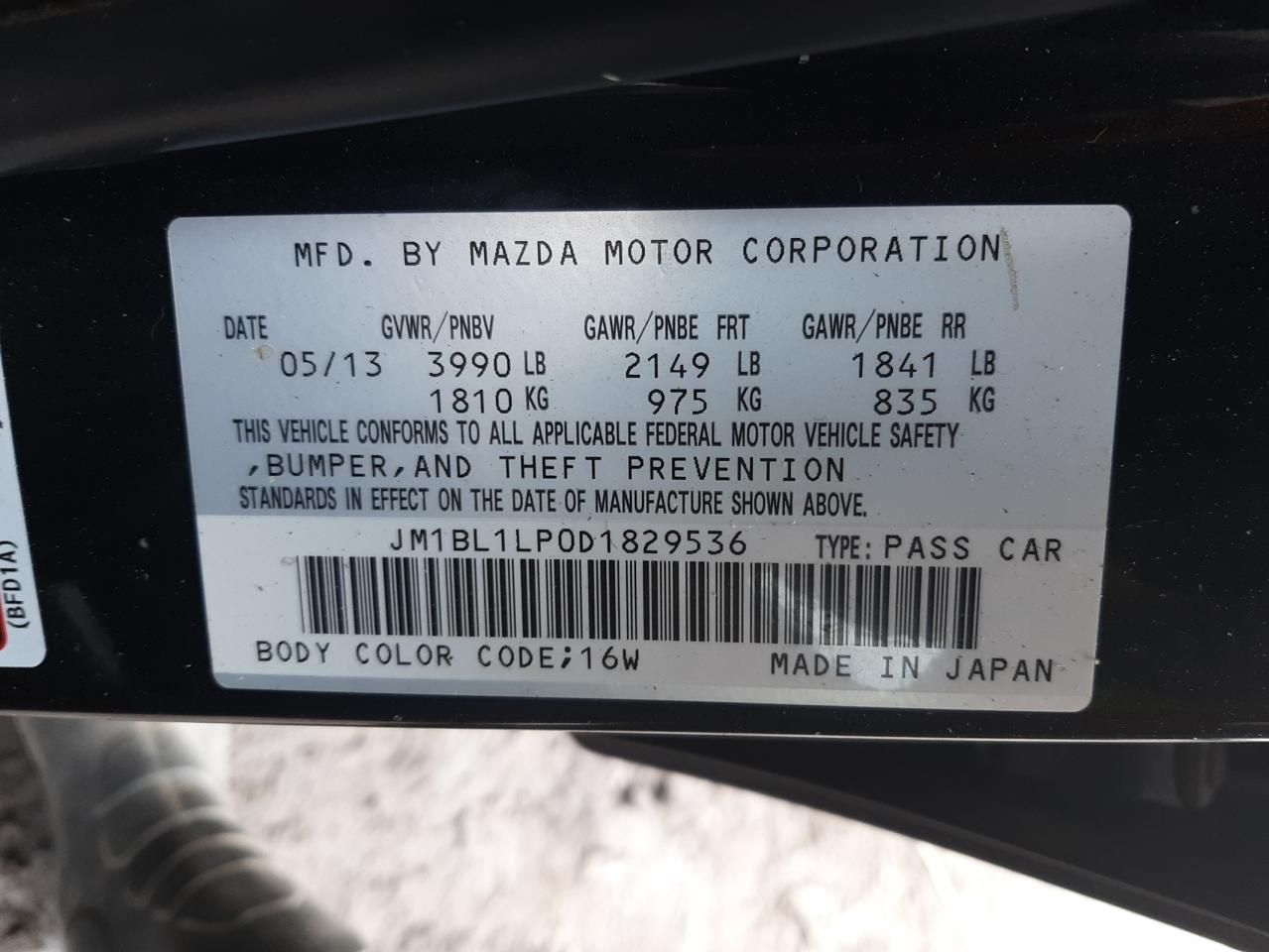 Photo 10 from auction – 2013 MAZDA 3 I with VIN JM1BL1LP0D1829536
