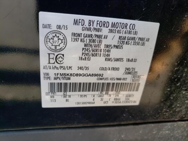 Photo 10 from auction – 2016 FORD EXPLORER X with VIN 1FM5K8D89GGA89692