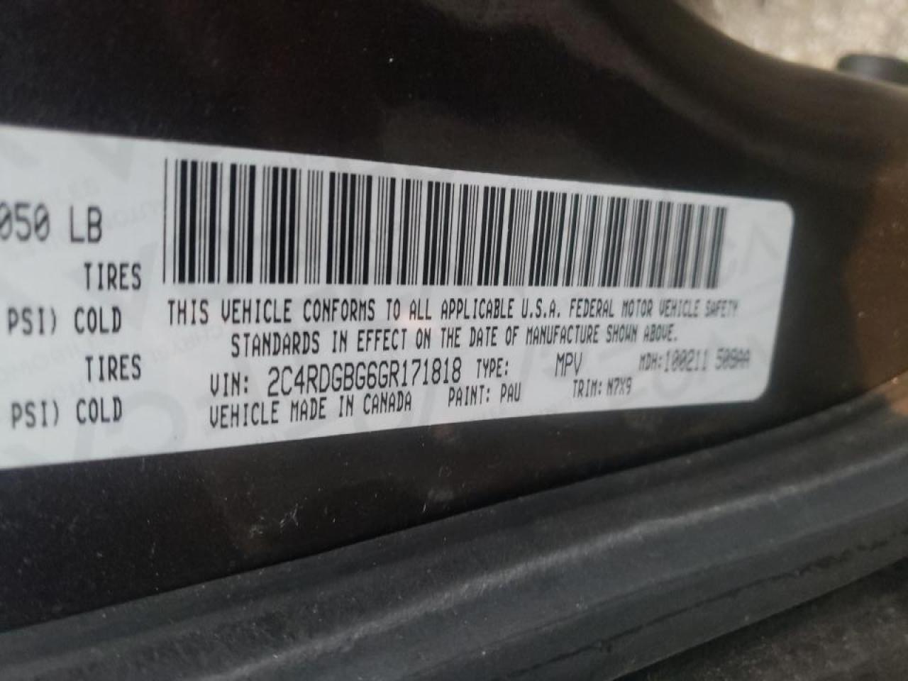 Photo 10 from auction – 2016 DODGE GRAND CARA with VIN 2C4RDGBG6GR171818
