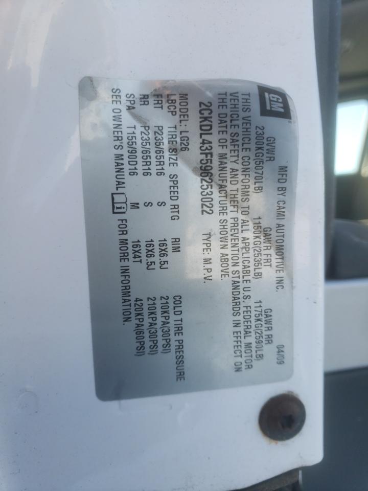 Photo 10 from auction – 2009 PONTIAC TORRENT with VIN 2CKDL43F596253022