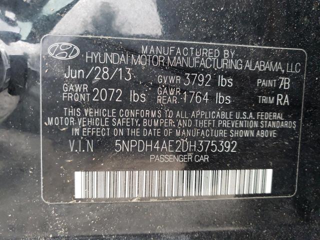 Photo 10 from auction – 2013 HYUNDAI ELANTRA GL with VIN 5NPDH4AE2DH375392