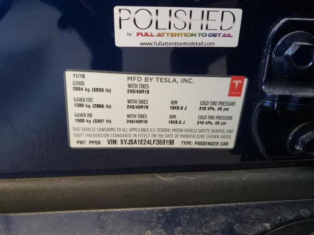 Photo 10 from auction – 2020 TESLA MODEL S with VIN 5YJSA1E24LF359198