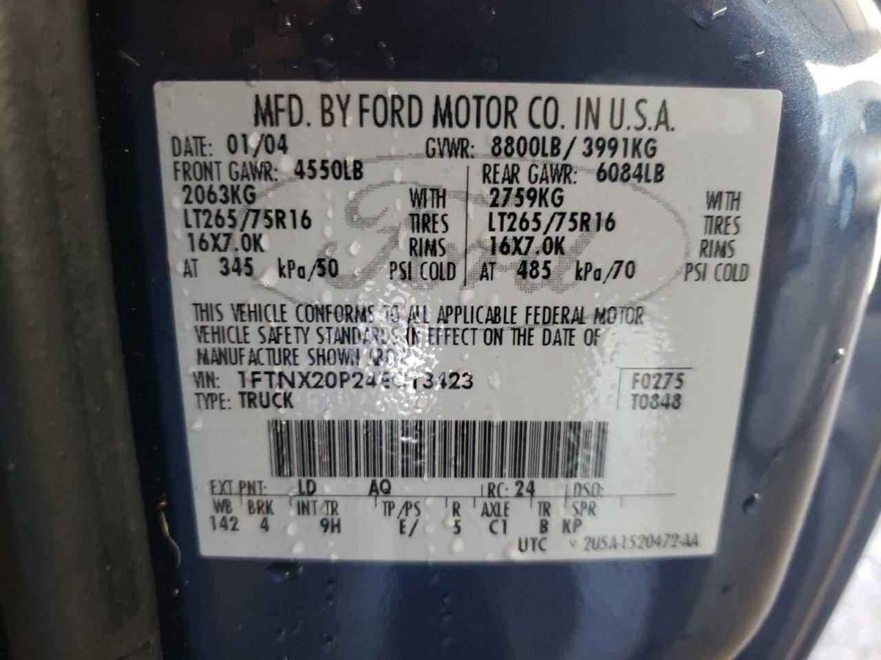 Photo 10 from auction – 2004 FORD F250 SUPER with VIN 1FTNX20P24EC13423