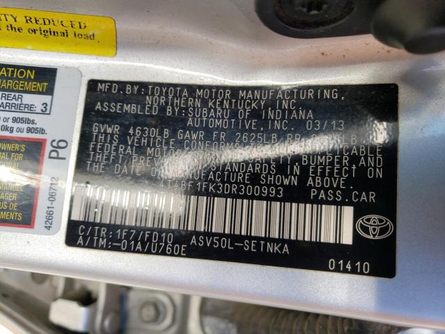 Photo 10 from auction – 2013 TOYOTA CAMRY L with VIN 4T4BF1FK3DR300993
