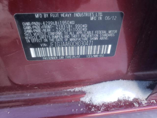 Photo 10 from auction – 2012 SUBARU IMPREZA with VIN JF1GJAA60CH030471