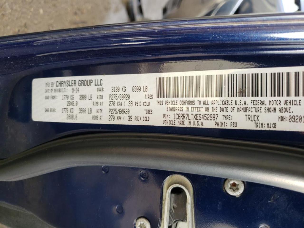 Photo 10 from auction – 2014 RAM 1500 SLT with VIN 1C6RR7LTXES452987