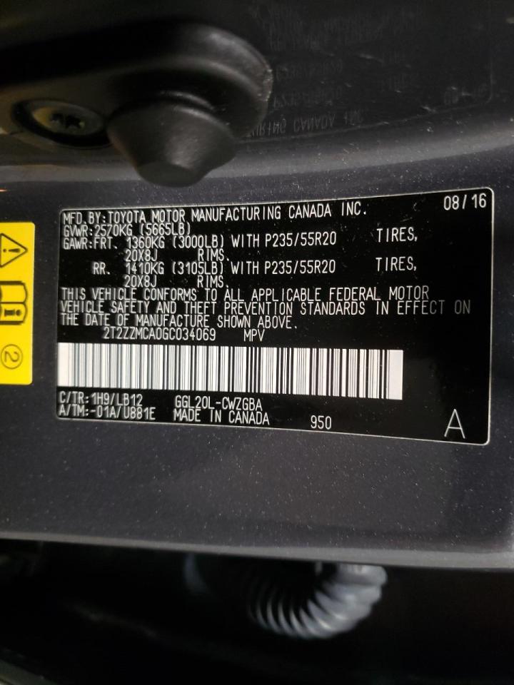 Photo 10 from auction – 2016 LEXUS RX 350 with VIN 2T2ZZMCA0GC034069