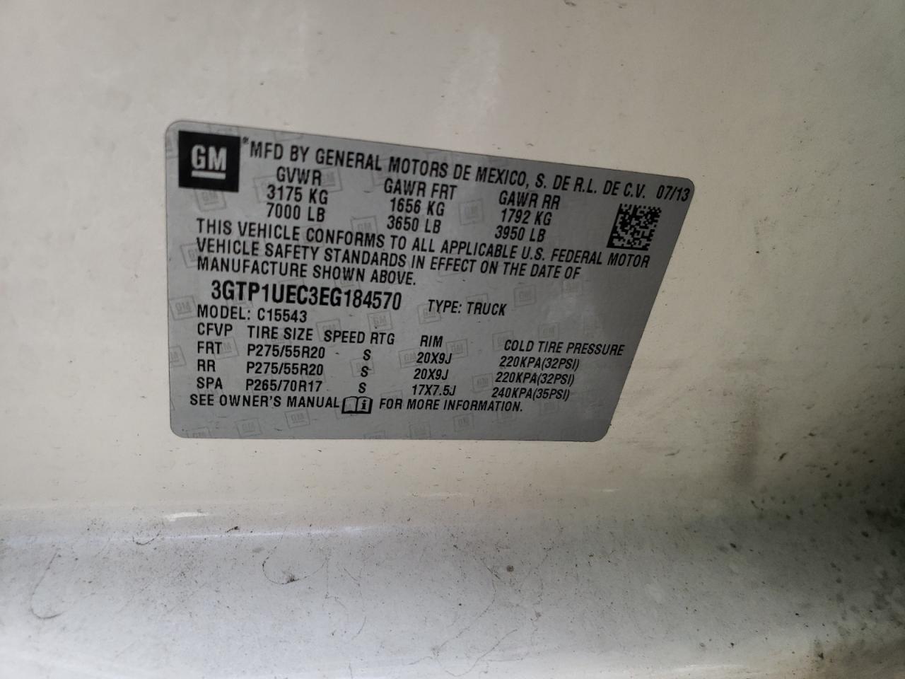 Photo 10 from auction – 2014 GMC SIERRA C15 with VIN 3GTP1UEC3EG184570