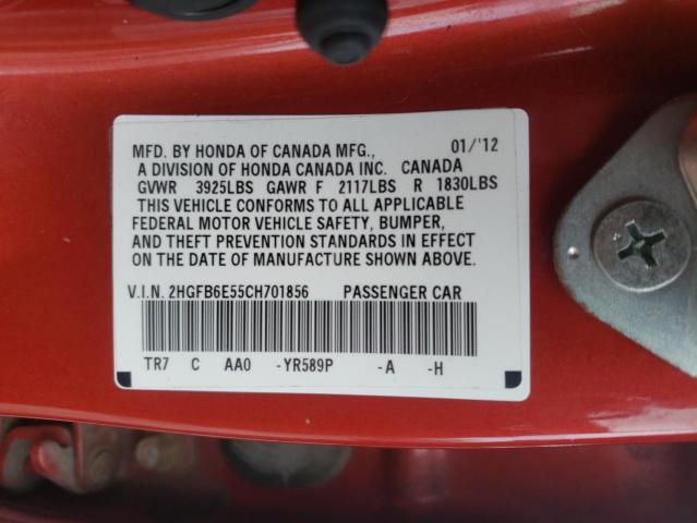 Photo 10 from auction – 2012 HONDA CIVIC SI with VIN 2HGFB6E55CH701856
