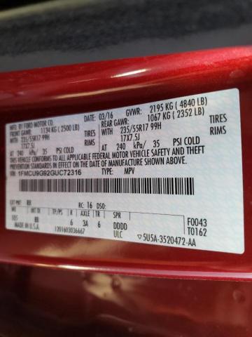 Photo 10 from auction – 2016 FORD ESCAPE SE with VIN 1FMCU9G92GUC72316