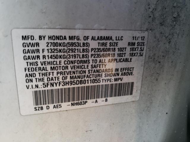 Photo 10 from auction – 2013 HONDA PILOT TOUR with VIN 5FNYF3H95DB011055
