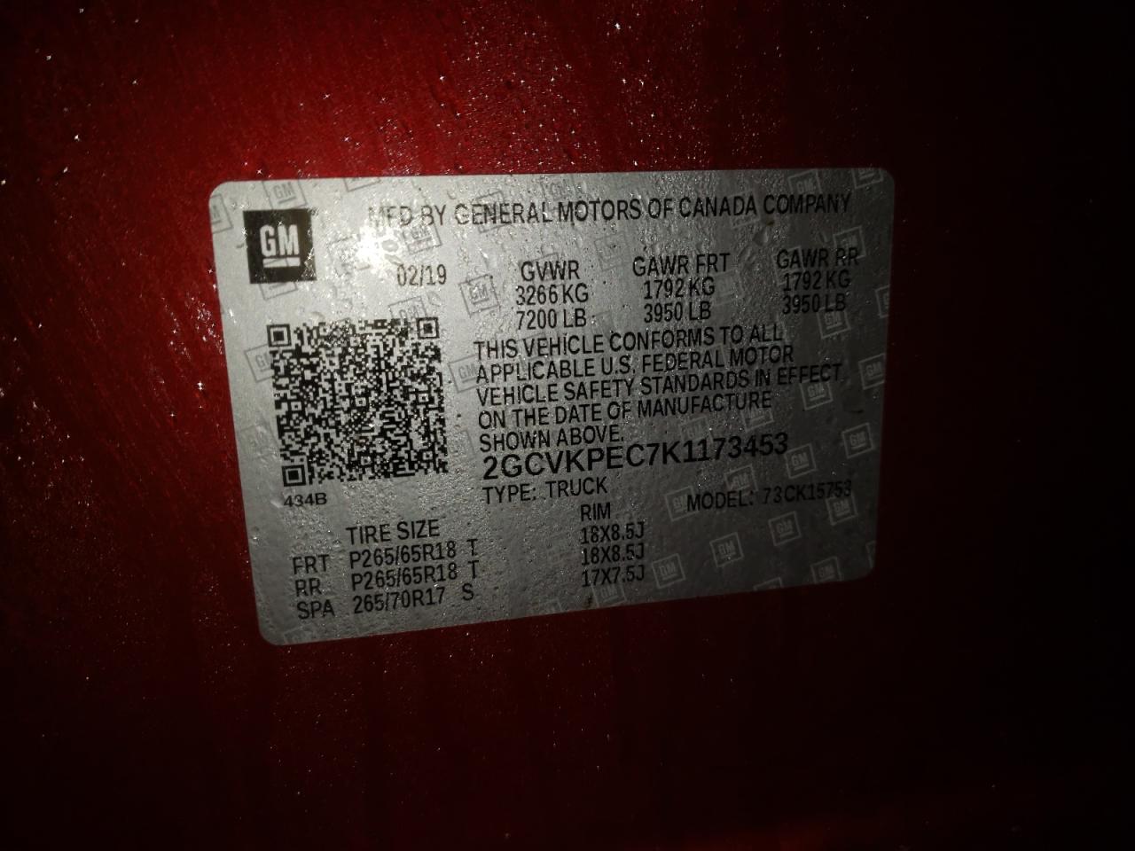 Photo 10 from auction – 2019 CHEVROLET SILVERADO with VIN 2GCVKPEC7K1173453