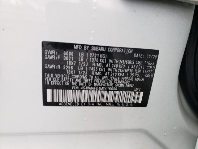 Photo 10 from auction – 2021 SUBARU ASCENT PRE with VIN 4S4WMAFD4M3416650