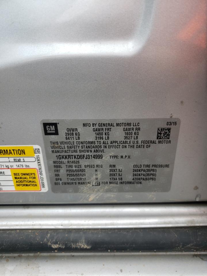 Photo 10 from auction – 2015 GMC ACADIA DEN with VIN 1GKKRTKD6FJ314999