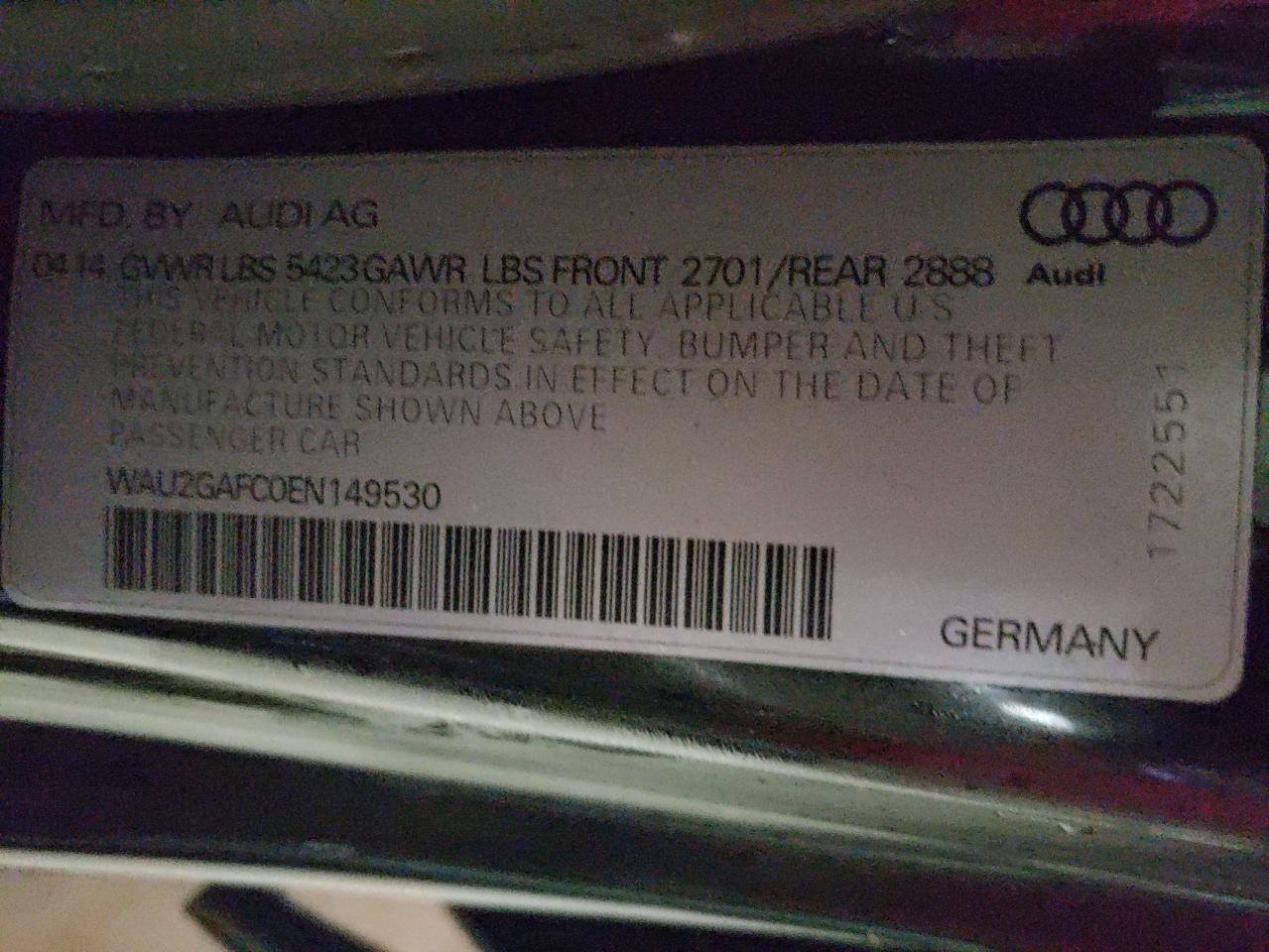 Photo 10 from auction – 2014 AUDI A7 PRESTIG with VIN WAU2GAFC0EN149530