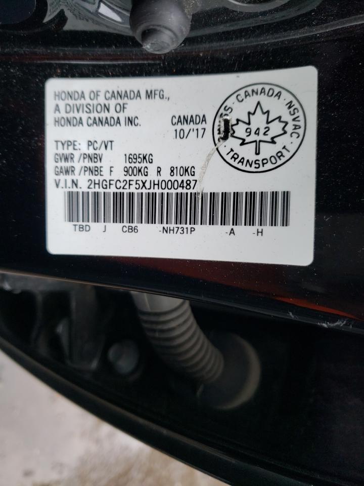 Photo 10 from auction – 2018 HONDA CIVIC LX with VIN 2HGFC2F5XJH000487
