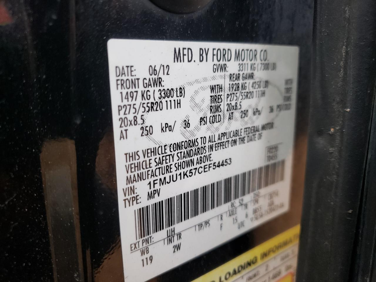 Photo 10 from auction – 2012 FORD EXPEDITION with VIN 1FMJU1K57CEF54453