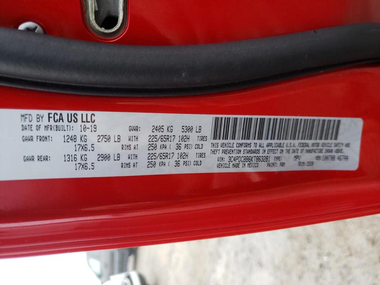 Photo 10 from auction – 2019 DODGE JOURNEY SE with VIN 3C4PDCBB6KT863281