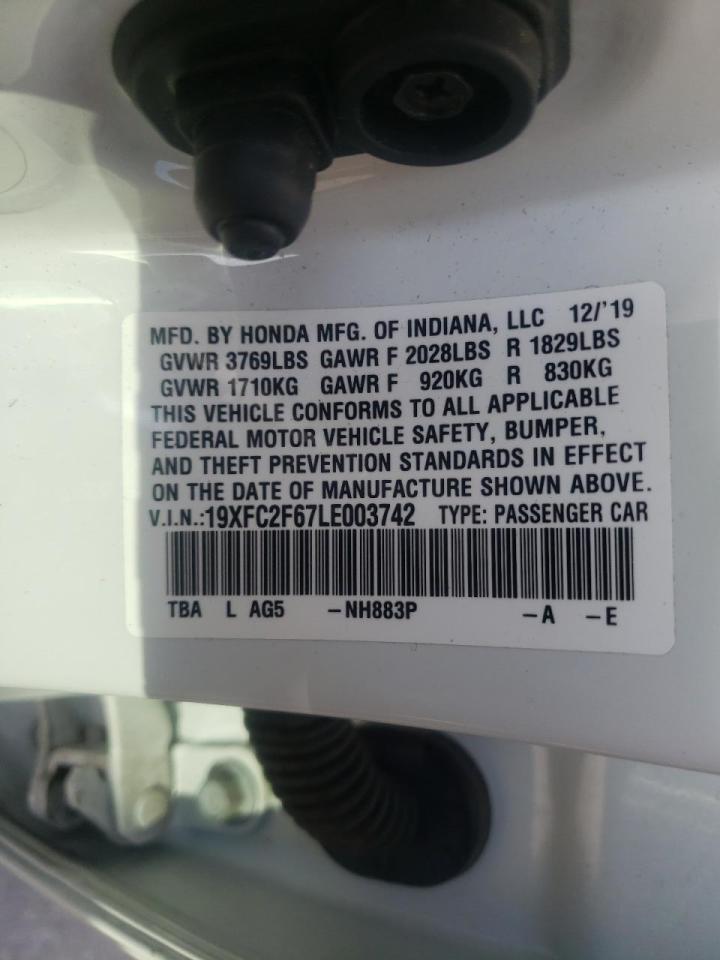Photo 10 from auction – 2020 HONDA CIVIC LX with VIN 19XFC2F67LE003742