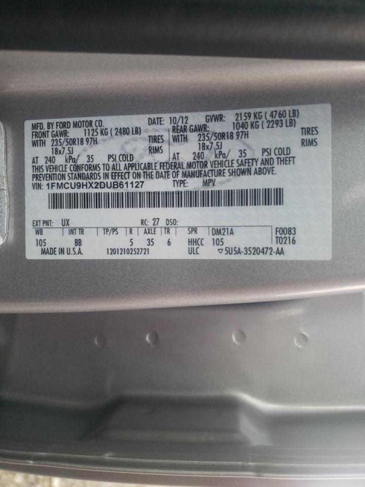 Photo 10 from auction – 2013 FORD ESCAPE SEL with VIN 1FMCU9HX2DUB61127