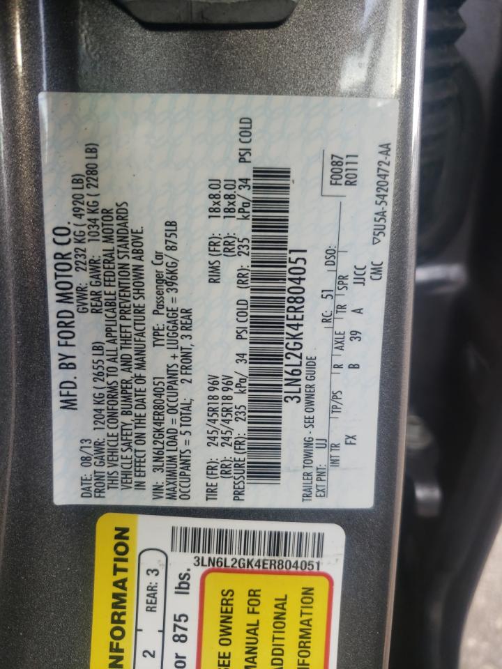 Photo 10 from auction – 2014 LINCOLN MKZ with VIN 3LN6L2GK4ER804051