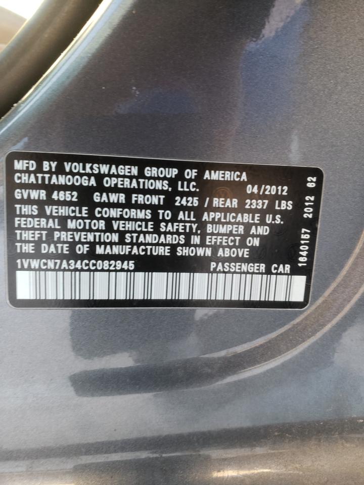 Photo 10 from auction – 2012 VOLKSWAGEN PASSAT SEL with VIN 1VWCN7A34CC082945
