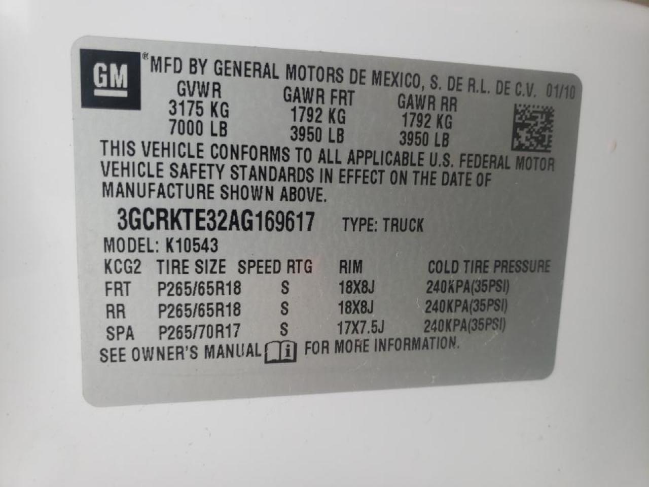 Photo 10 from auction – 2010 CHEVROLET SILVERADO with VIN 3GCRKTE32AG169617