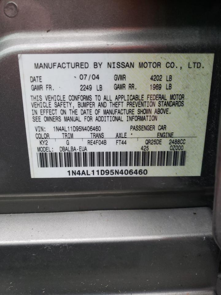 Photo 10 from auction – 2005 NISSAN ALTIMA S with VIN 1N4AL11D95N406460