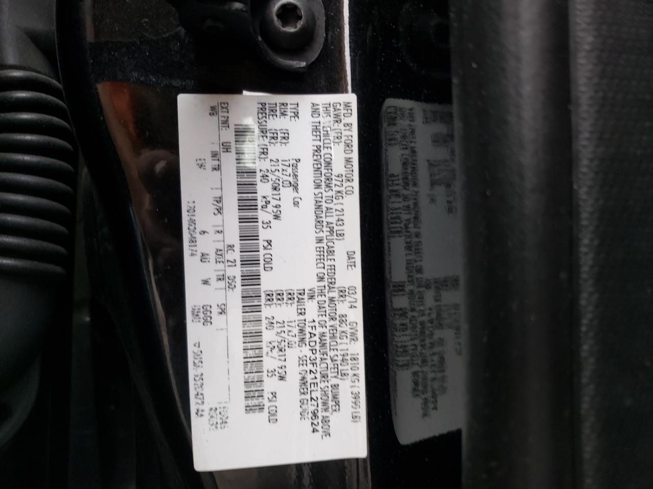 Photo 10 from auction – 2014 FORD FOCUS SE with VIN 1FADP3F21EL279624
