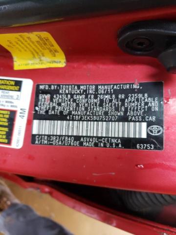 Photo 10 from auction – 2011 TOYOTA CAMRY BASE with VIN 4T1BF3EK5BU752707