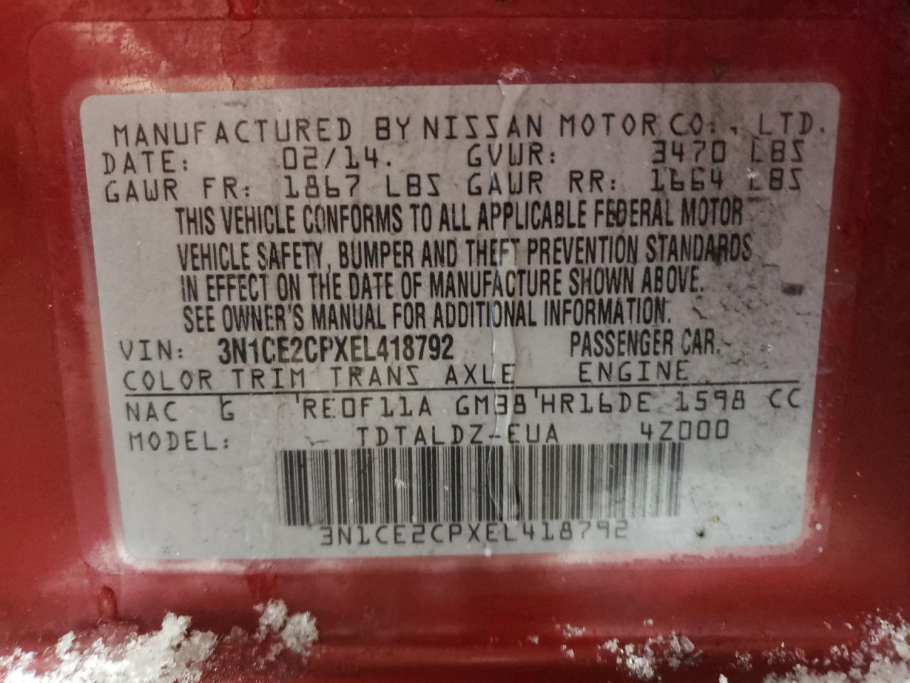 Photo 10 from auction – 2014 NISSAN VERSA NOTE with VIN 3N1CE2CPXEL418792