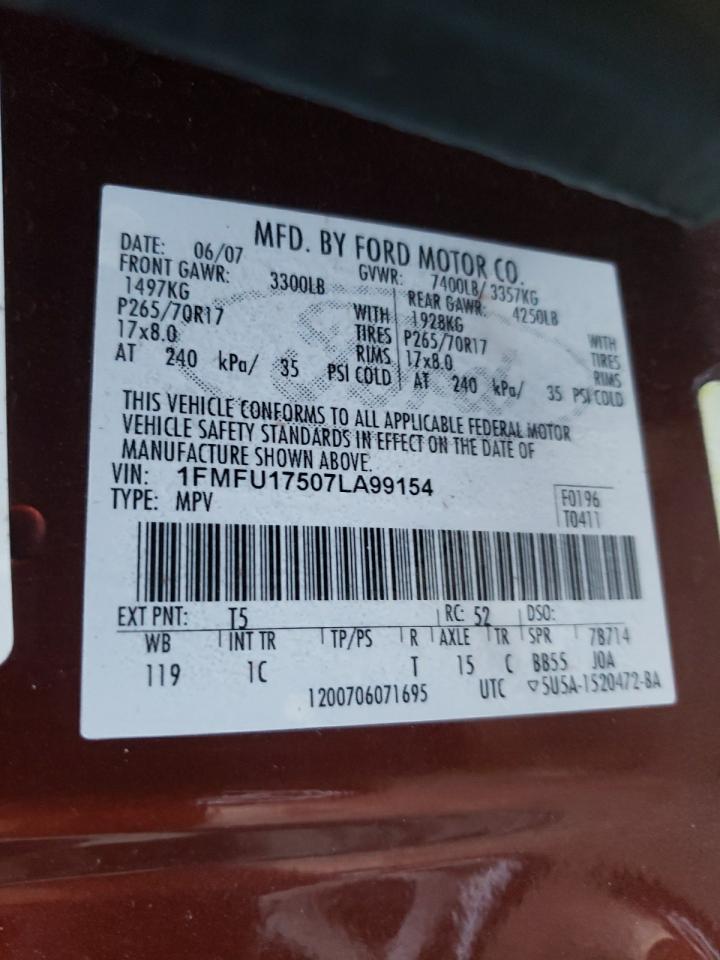 Photo 10 from auction – 2007 FORD EXPEDITION with VIN 1FMFU17507LA99154
