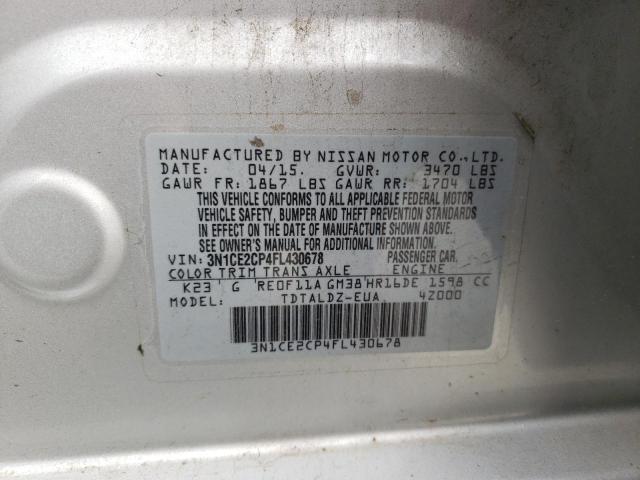 Photo 10 from auction – 2015 NISSAN VERSA NOTE with VIN 3N1CE2CP4FL430678