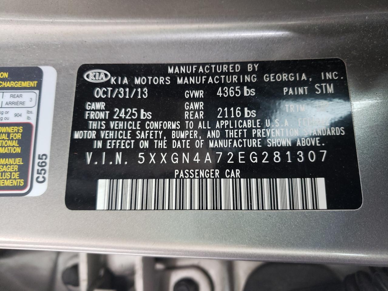 صورة رقم 10 من المزاد - 2014 KIA OPTIMA EX مع VIN 5XXGN4A72EG281307