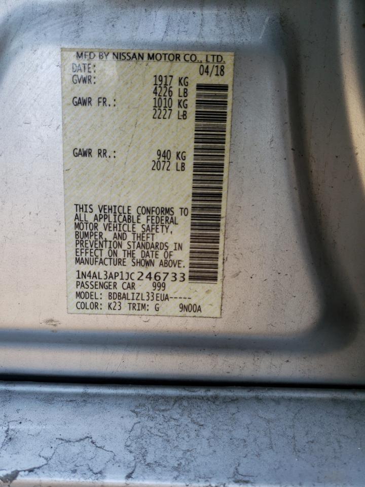Photo 10 from auction – 2018 NISSAN ALTIMA 2.5 with VIN 1N4AL3AP1JC246733